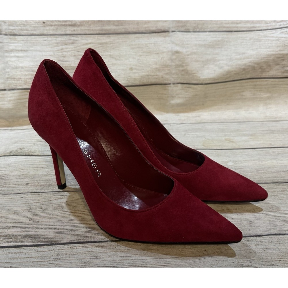 Beautiful Marc Fisher Red Suede Pointed Toe Pumps Stiletto Heels Womens Sz 6 M - Picture 3 of 8
